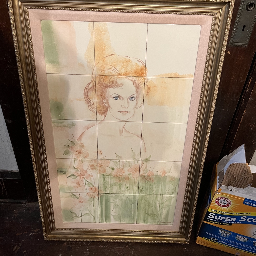Framed Portrait Art with Floral Design